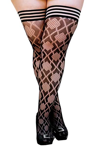 Kix&#39;ies Black Diamond Fishnet Thigh Highs