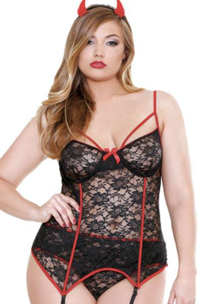 Devil Bustier &amp; Printed Panty