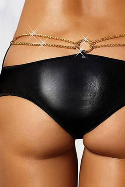 Faux Leather &amp; Chain Panty